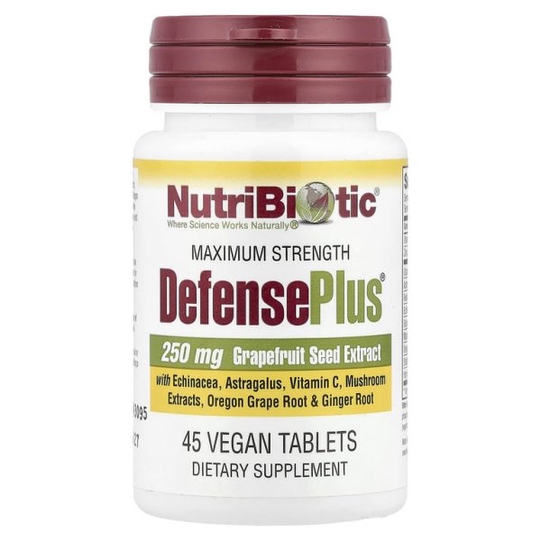 NutriBiotic, DefensePlus, максимальная сила, 45 веганских таблеток