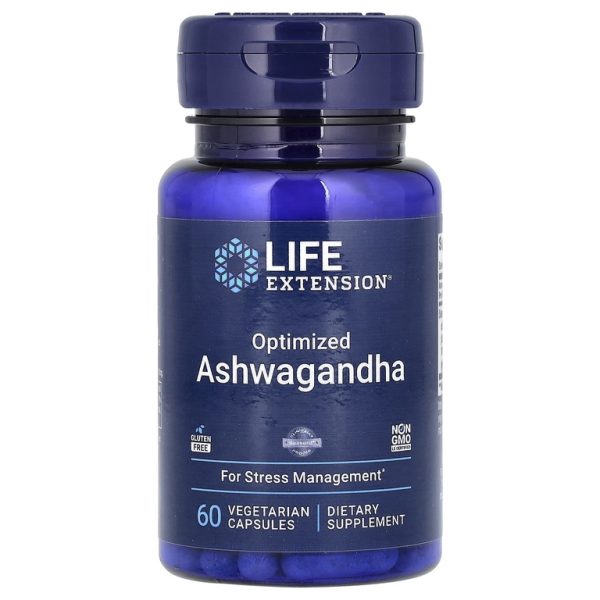 Life Extension, оптимизированная ашваганда, 60 вегетарианских капсул (125 мг в 1 капсуле)