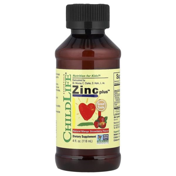ChildLife Essentials, Essentials, Zinc Plus, цинк, натуральный вкус манго и клубники, 118 мл (4 жидк. унции)