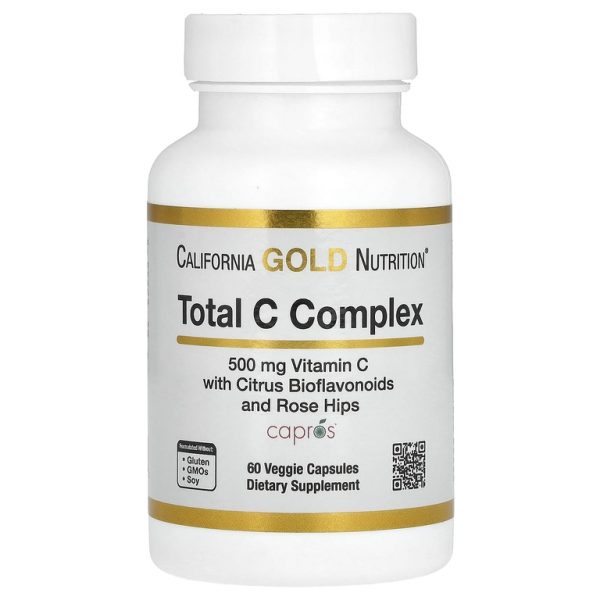 California Gold Nutrition, Total C Complex, комплекс с аскорбиновой кислотой, амлой, цитрусовыми биофлавоноидами и экстрактом шиповника, 500 мг, 60 растительных капсул