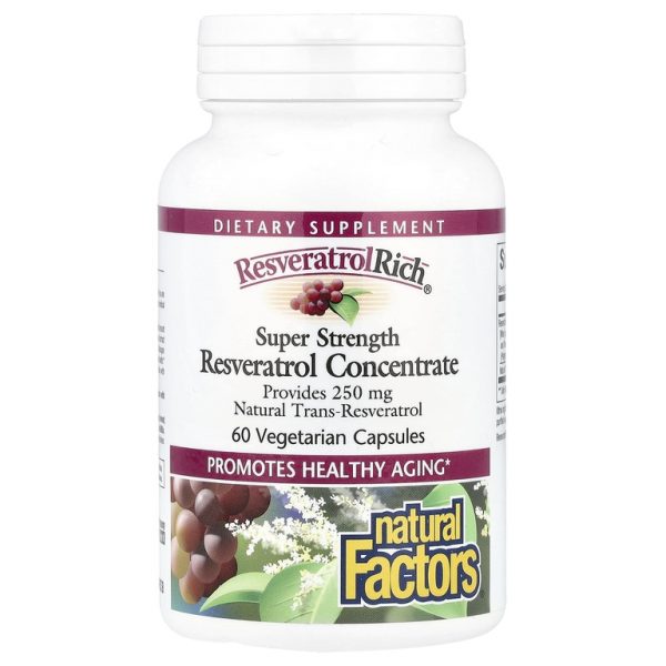 Natural Factors, ResveratrolRich, супер сильный концентрат ресвератрола, 60 растительных капсул