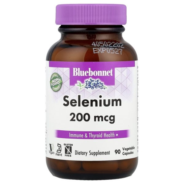 Bluebonnet Nutrition, Селен, бездрожжевой селенометионин, 200 мкг, 90 растительных капсул