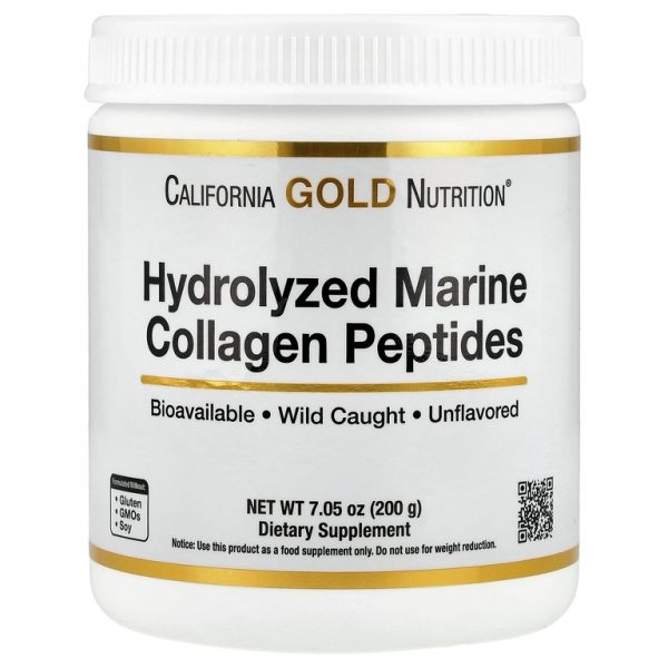 California Gold Nutrition, гидролизованные пептиды морского коллагена, без добавок, 200 г (7,05 унции)