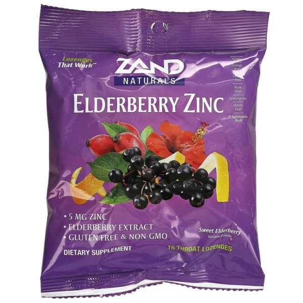Zand, Naturals, бузина и цинк, сладкая бузина, 15 пастилок для горла
