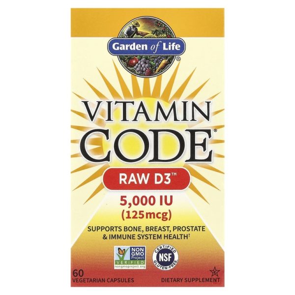 Garden of Life, Vitamin Code, Raw D3, 5000 МЕ, 60 вегетарианских капсул