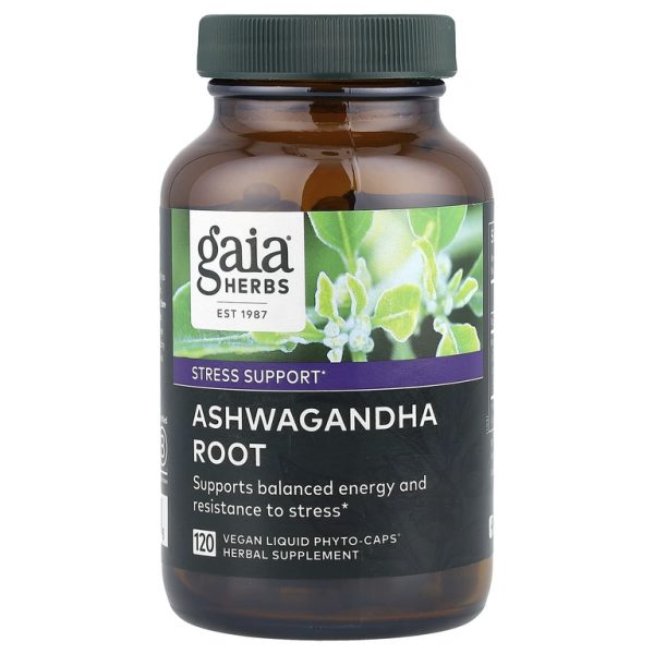 Gaia Herbs, Корень ашваганды, 120 веганских жидких капсул Phyto-Caps®