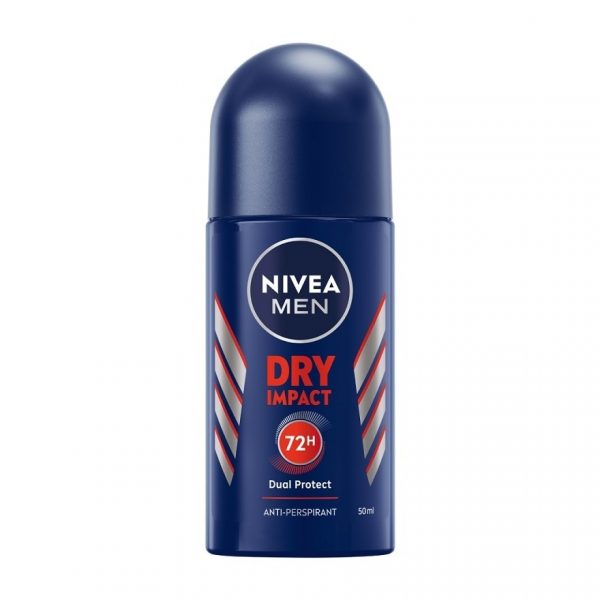 Nivea Men Deo Roll On Dry Impact 50 Ml. ผู้ชาย โรลออนลดเหงื่อ ระงับกลิ่นกาย Оригинал