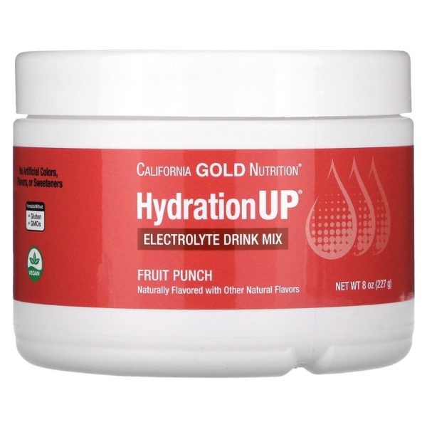 California Gold Nutrition, Beverages, HydrationUP®, смесь для приготовления напитка с электролитами, с витамином D, кальцием, железом и калием, со вкусом фруктового пунша, 227 г (8 унций)