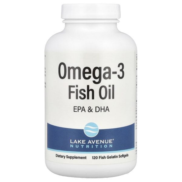Lake Avenue Nutrition, рыбий жир с омега-3, 120 капсул из рыбьего желатина (1250 мг в 1 капсуле)