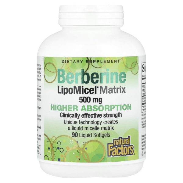 Natural Factors, берберин, LipoMicel Matrix, 500 мг, 90 капсул с жидкостью