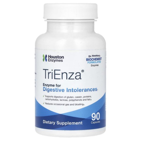 Houston Enzymes, TriEnza, фермент для лечения пищеварительной непереносимости, 90 капсул