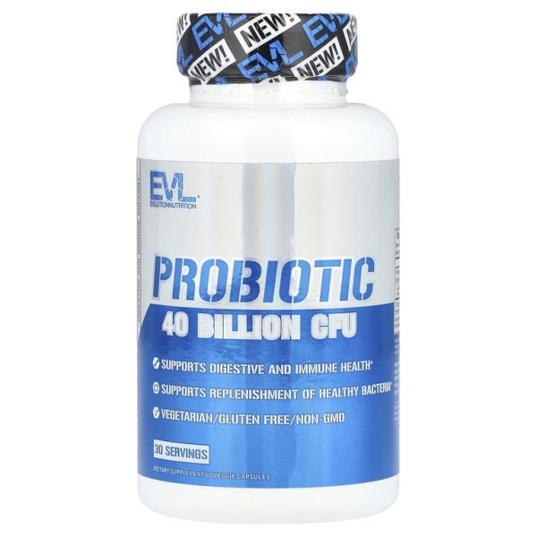 EVLution Nutrition, пробиотик, 40 млрд КОЕ, 60 растительных капсул (20 млрд КОЕ в 1 капсуле)