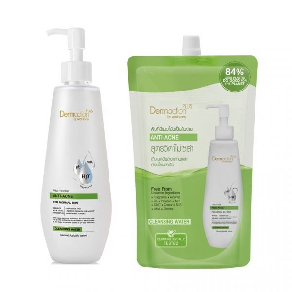 Dermaction Plus By Watsons Vita-Micellar Anti-Acne Cleansing Water 250ml+500ml(Refill Оригинал