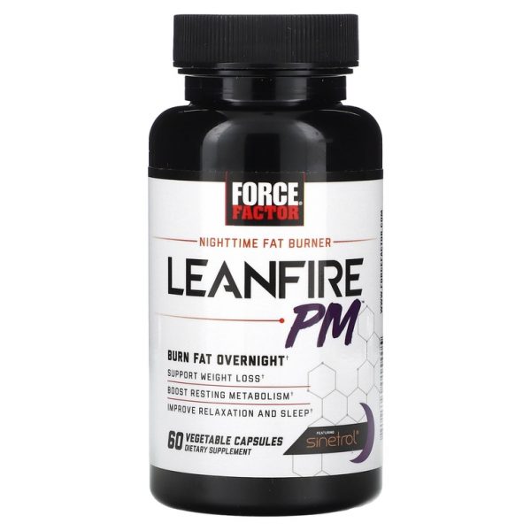 Force Factor, Leanfire PM, жиросжигатель для приема на ночь, 60 растительных капсул