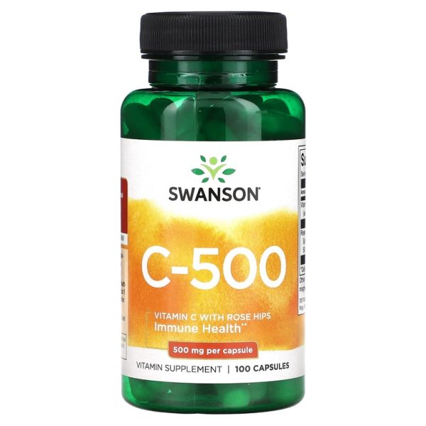 Swanson, C-500, витамин C с шиповником, 100 капсул
