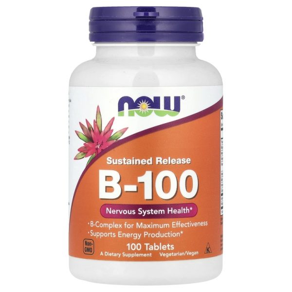 NOW Foods, В-100, длительного высвобождения, 100 таблеток
