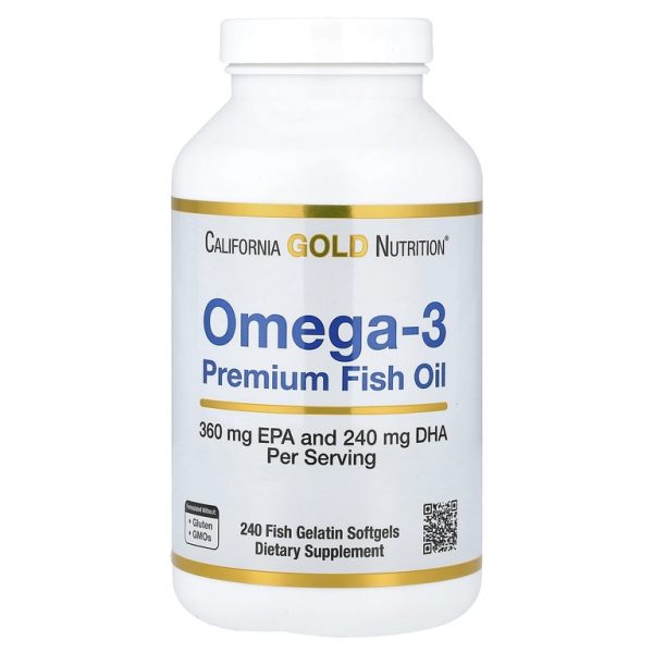 California Gold Nutrition, омега-3, рыбий жир премиального качества, 240 капсул из рыбьего желатина