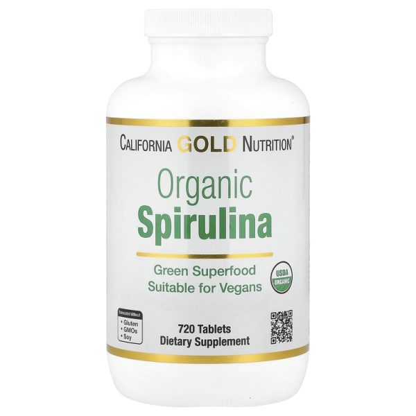 California Gold Nutrition, органическая спирулина с фикоцианином, хлорофиллом и каротиноидами, 720 таблеток (500 мг в 1 таблетке)