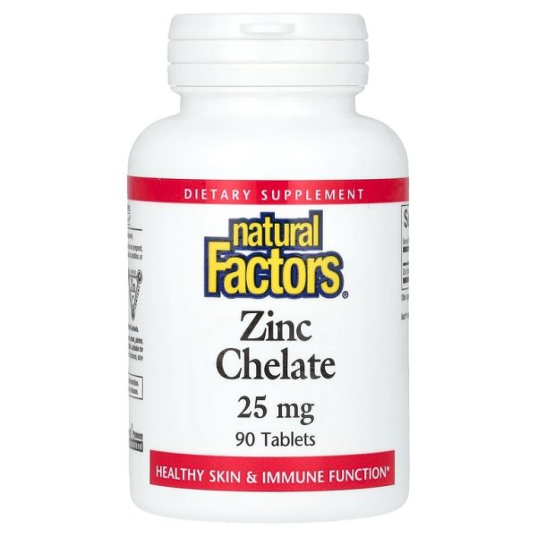 Natural Factors, хелат цинка, 25 мг, 90 таблеток