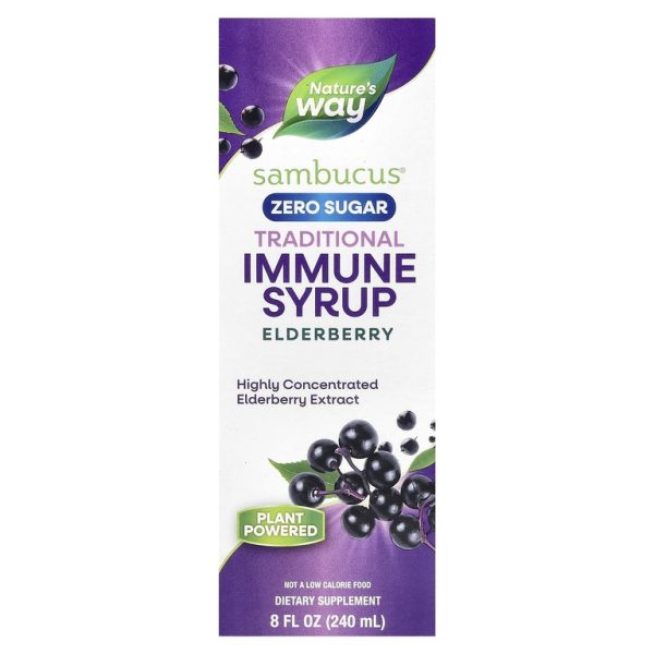 Nature's Way, Sambucus®, традиционный иммунный сироп, без сахара, бузина, 50 мг, 240 мл (8 жидк. Унций)