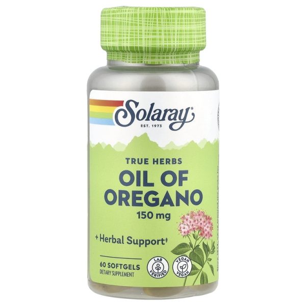 Solaray, True Herbs, масло орегано, 150 мг, 60 капсул