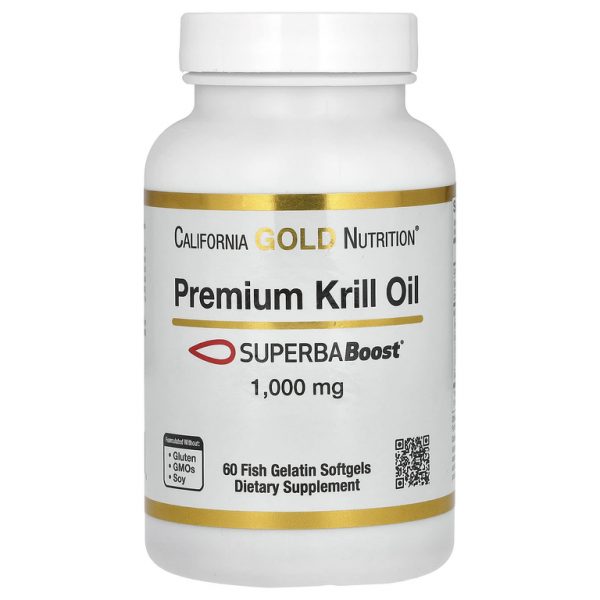 California Gold Nutrition, масло криля премиального качества с SUPERBABoost, 1000 мг, 60 капсул из рыбьего желатина