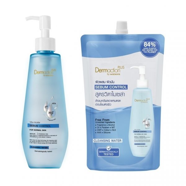 Dermaction Plus By Watsons Vita-Micellar Sebum Control Cleansing Water 250ml+500ml(Refill) Оригинал