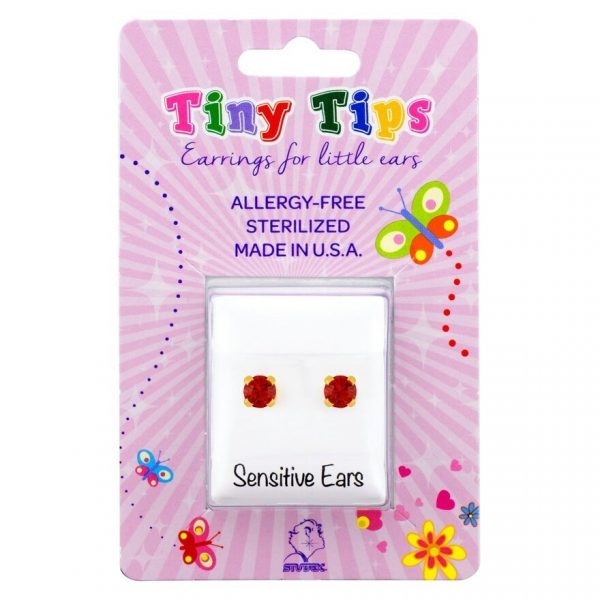 Studex Tiny Tips Earrings For Sensitive Ear Gold Plated 3mm Jul Ruby Оригинал