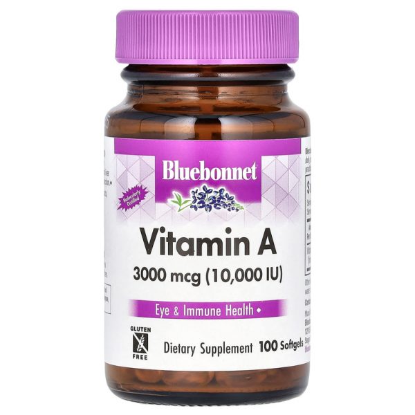 Bluebonnet Nutrition, Витамин A, 3000 мкг (10 000 МЕ), 100 мягких таблеток