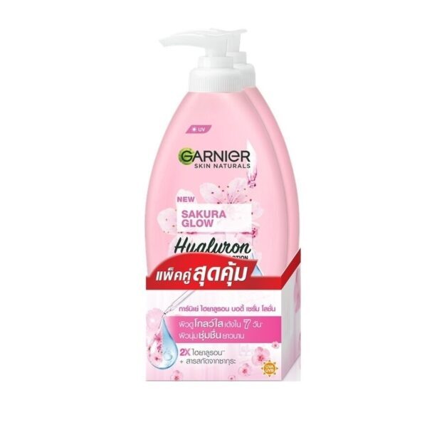 Garnier Body Sakura Glow Nourishing Radiance Serum Milk UV 400 Ml. Twin Pack. Оригинал