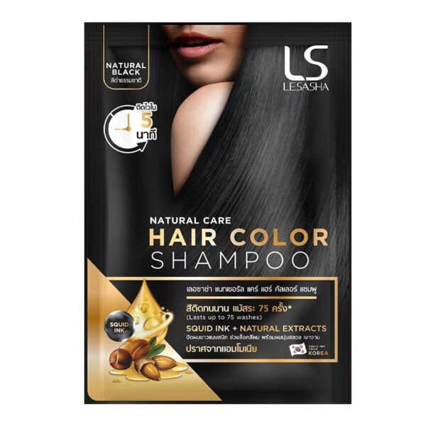 Lesasha Natural Care Hair Color Shampoo Natural Black 30 Ml. แชมพูเปลี่ยนสีผม. Оригинал