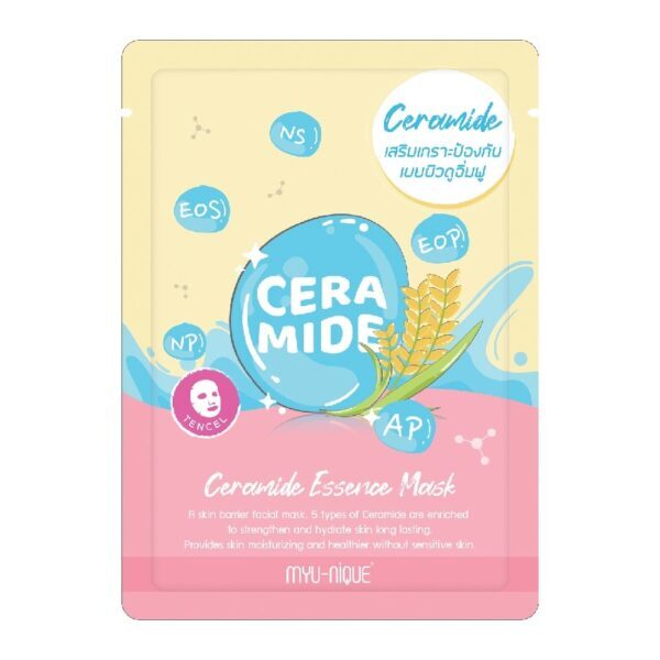 Myu-Nique Ceramide Essence Mask 1'S มาสก์หน้า เสริมเกราะป้องกันผิว เผยผิวดูอิ่มฟู. Оригинал