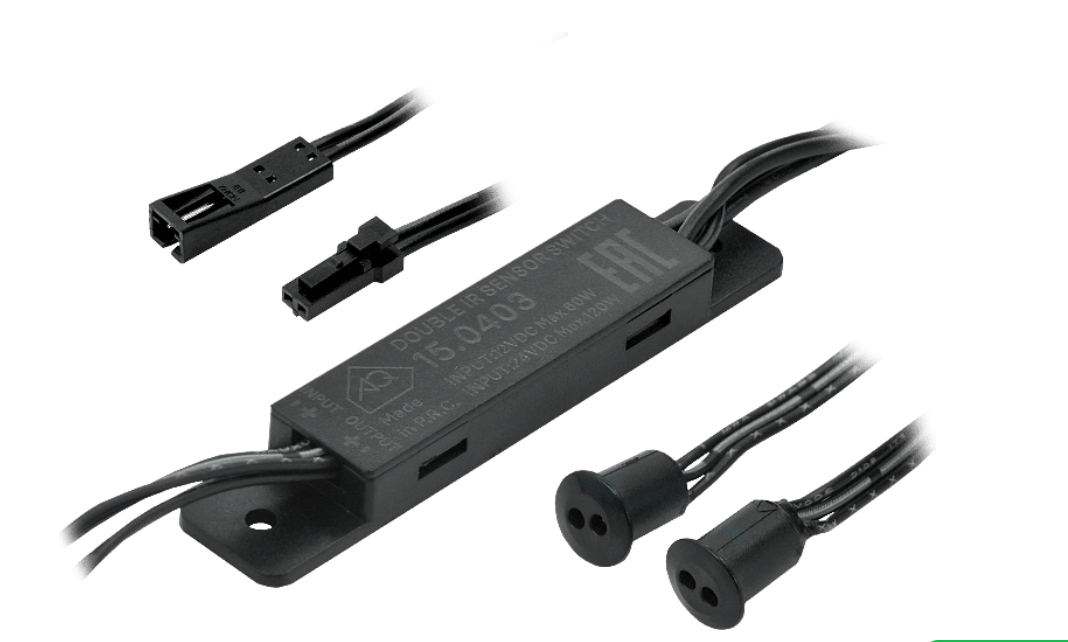 15.0403 Инфракрасный выкл.  двойной на открывание двери черный 12/24V / 60/120W  AQ 2 Датчика