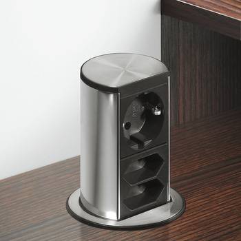 Удлинитель для офиса 3 гнезда нет d=80 мм Черный Hafele 822.92.920 