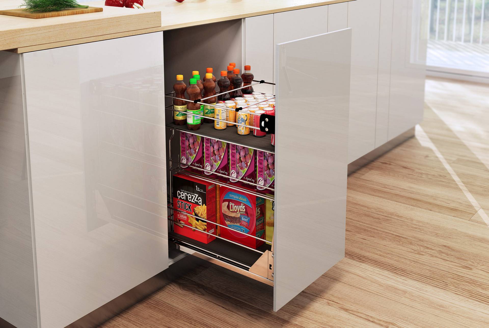 Корзина для хранения 600 мм донное крепл. / к фасаду Оцинк WE29.0008.01.062+WE29.0014.01.549 REJS 