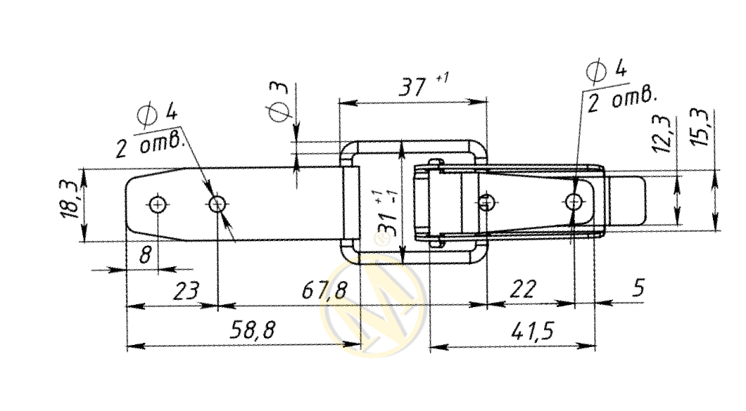 Замок фиксации для раздв. столов L-130 цинк 
