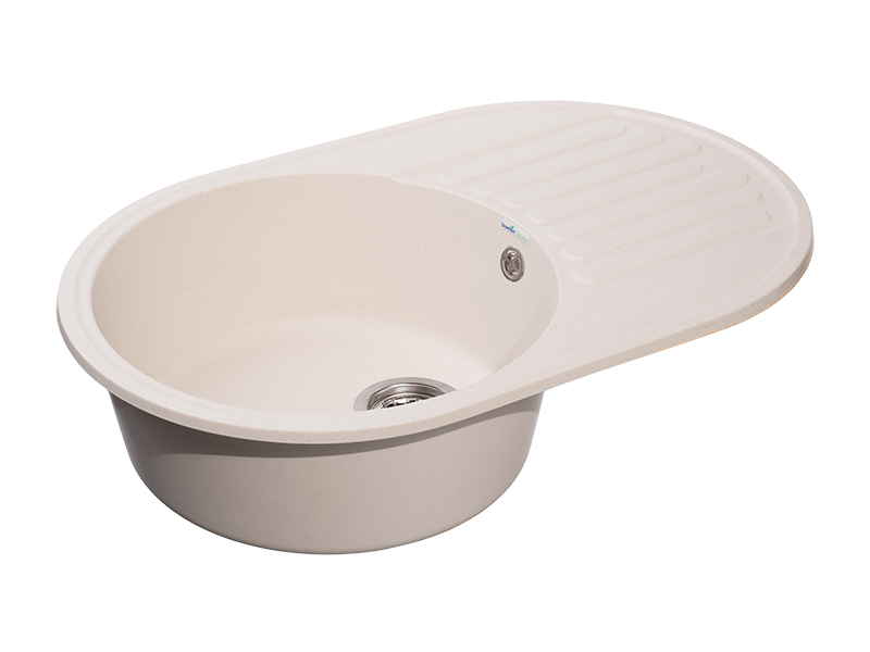 Мойка QUARZ - Белый 740х480х180мм овальный 1 чаша БЕЗ СИФОНА GranFest GF-Z18 