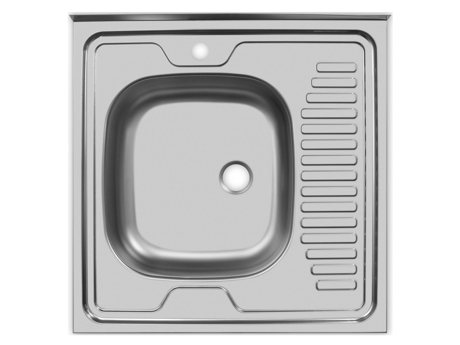 Мойка Стандарт - Матовый 600х600х150мм Квадрат 1 чаша Левая 0,5 мм (малый слив) БЕЗ СИФОНА UKINOX SТ