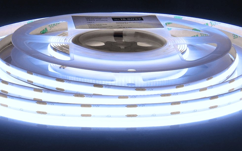 15.0318 Лента СОВ 480 диодов / п.м. Ширина 8мм Холодный белый 12V 14,4W AQ 