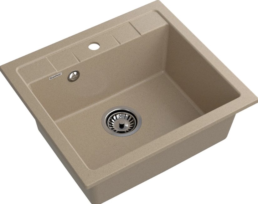 Мойка QUADRO - Песочный 560х500х200мм прямоугольный 1 чаша GranFest Q-561 песочный 