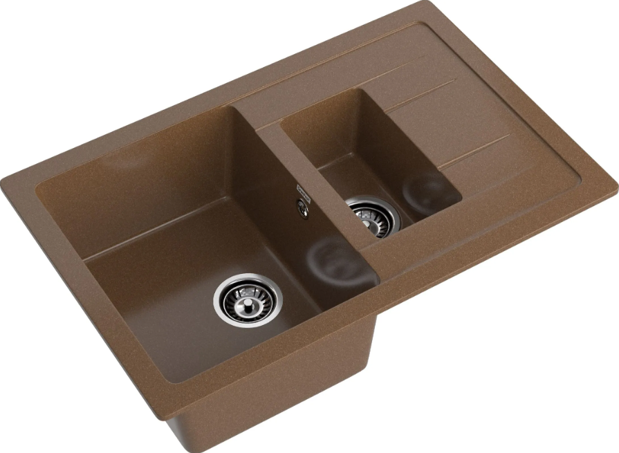 Мойка QUADRO - Терракот 775х500х200мм прямоугольный 1,5 чаши GranFest GF-Q775KL 