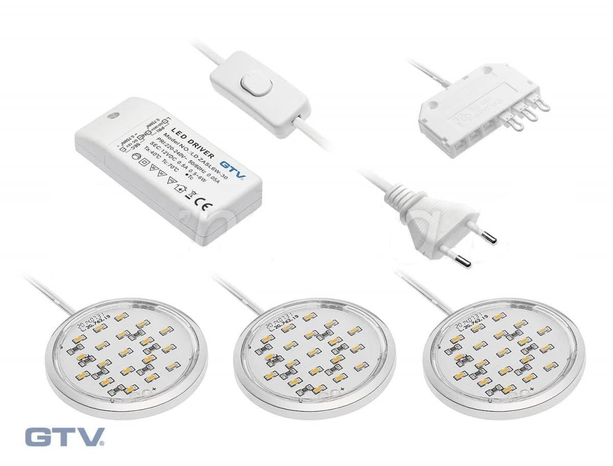 Комплект из 3-х светильников светодиодный   /  теплый белый 3000К GTV LD-LUG319-52