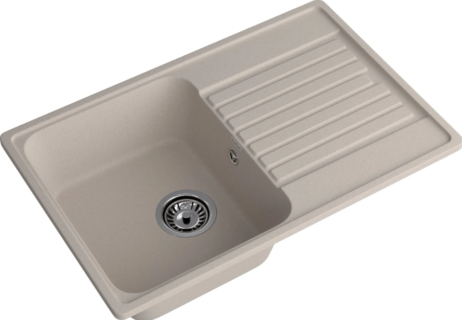 Мойка QUARZ - Песочный 740х480х180мм прямоугольный 1 чаша БЕЗ СИФОНА GranFest GF-Z78 