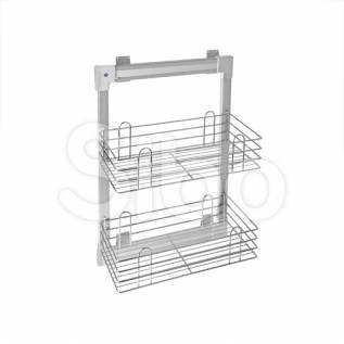 Выдвижная рама с корзинами, 2 уровня боковое крепление 680х220х460мм (хром/белый) 220 SB-BK-K2/220х6