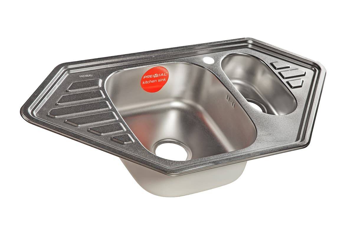 Мойка Premial - Матовый 950х500х180мм угловой 1,5 чаши 0,8 мм Premial 9550C 