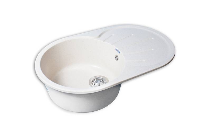 Мойка RONDO - Белый 750х460х200мм овальный 1 чаша GranFest R-750L белый 