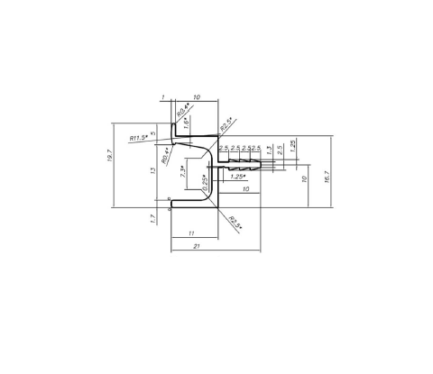 14496981002 Ручка профильная  C-образная врезная 4 100 мм Белый глянец Металл Rehau