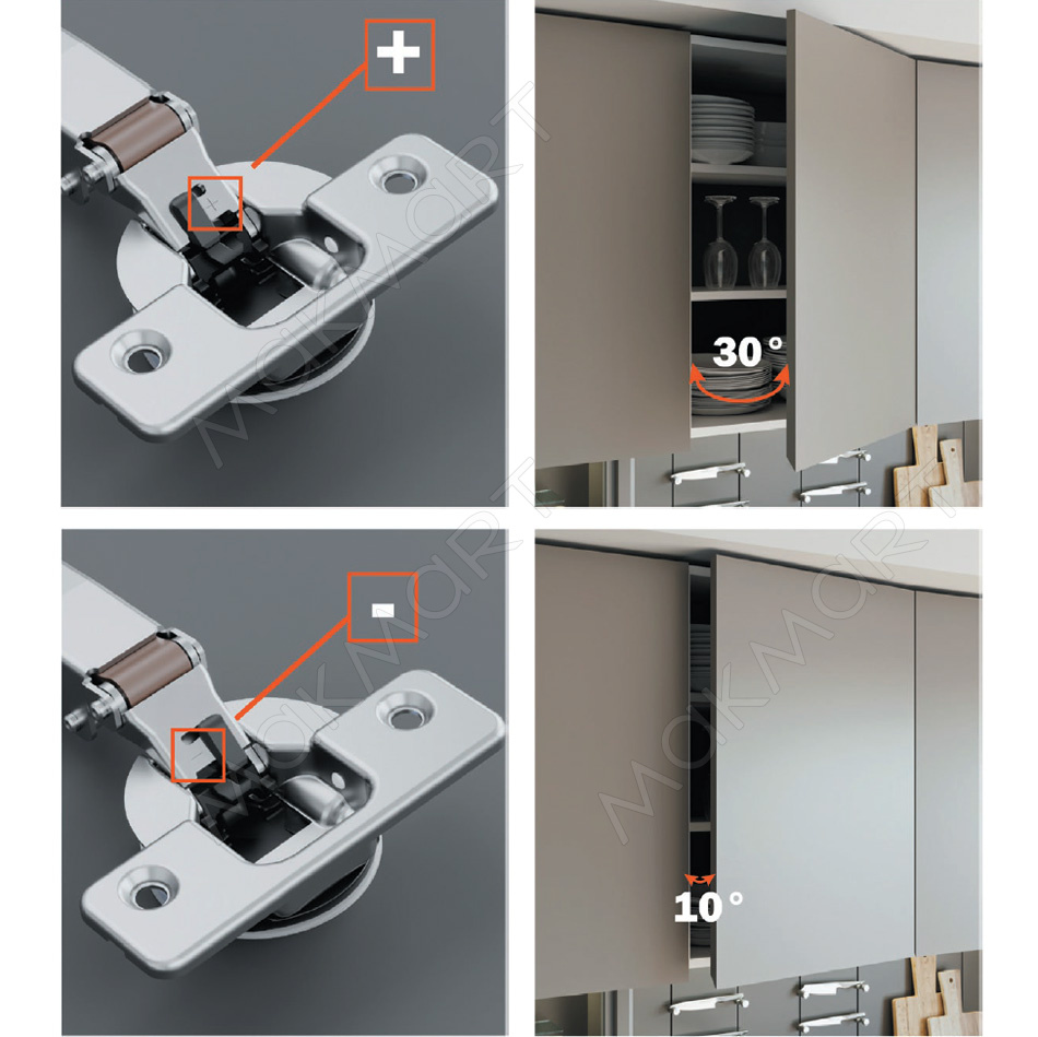 Петля 110 гр. Накладная Salice Silentia+ с доводчиком Clip-On никель 329.28.710+329.73.503 (48/6) 
