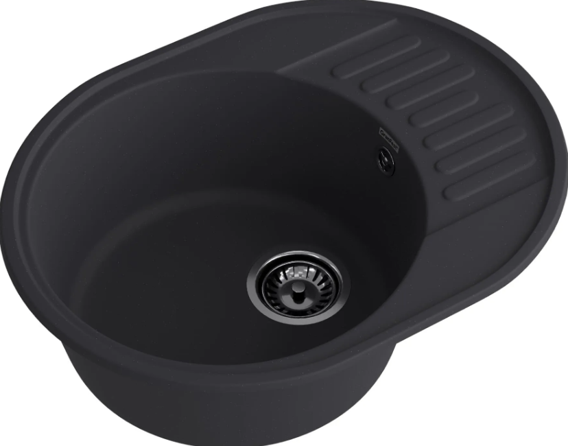 Мойка QUARZ - Черный 620х480х180мм овальный 1 чаша БЕЗ СИФОНА GranFest GF-Z58 