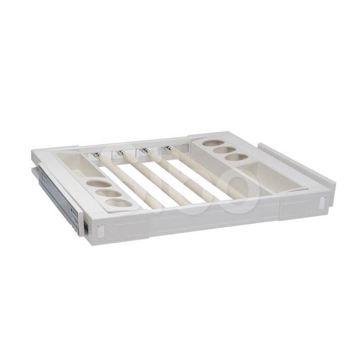 Выдвижная вешалка для брюк с лотками, 564-644х70, с доводчиком (слоновая кость/хром) 600 SB-Br/M600/